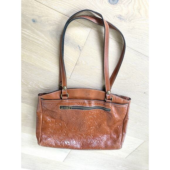 Patricia Nash Tooled Florence Poppy Leather Tote Bag Handbag Shoulder Purse - Picture 1 of 10